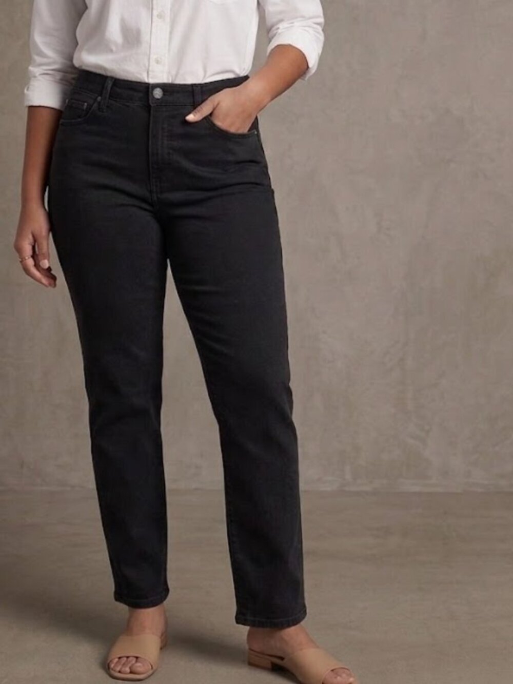 Madewell Mid Rise Perfect Vintage Jean Size 31 Black Straight Leg Denim